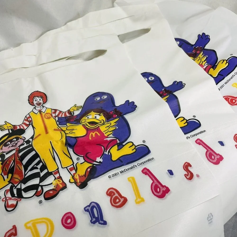 7 McDonald's Grimace Ronald Hamburglar Birdie Restaurant Plastic Bib Vintage Lot